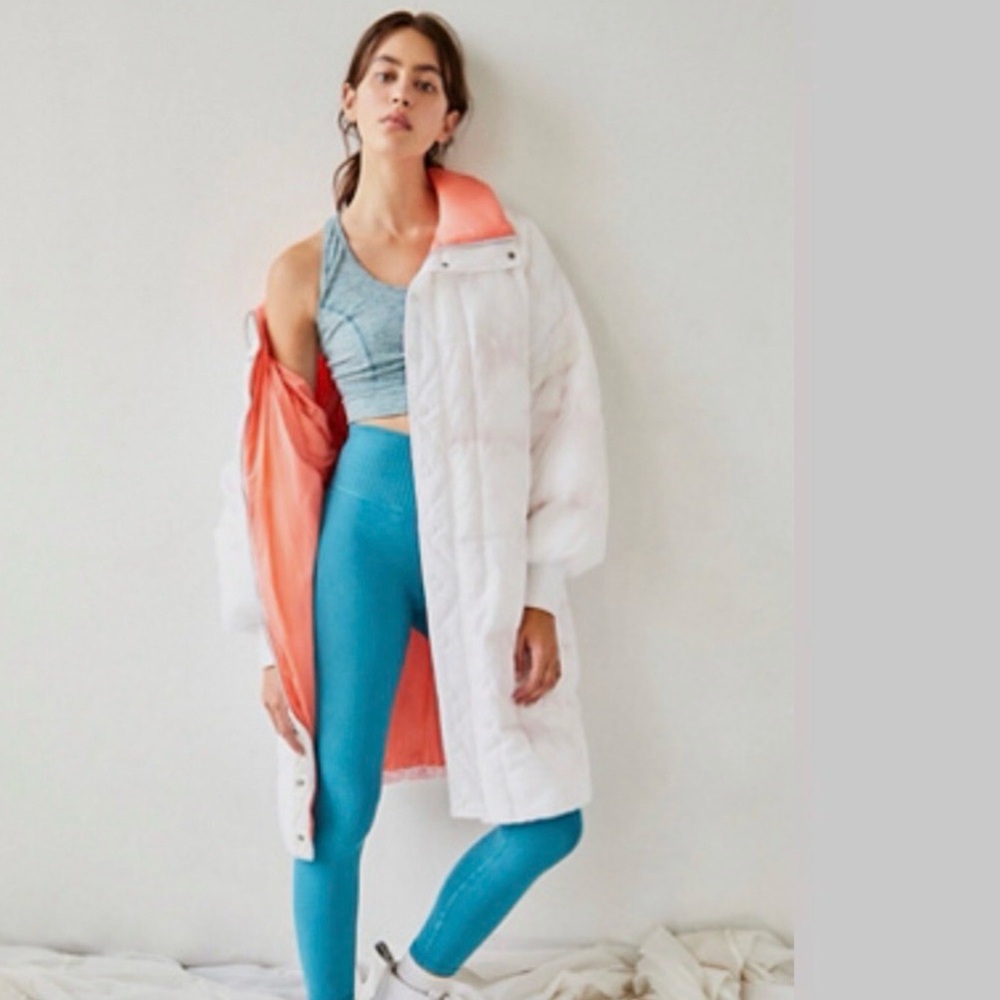 FP Movement Juno Packable Puffer Jacket White/Coral Size Small NWOT